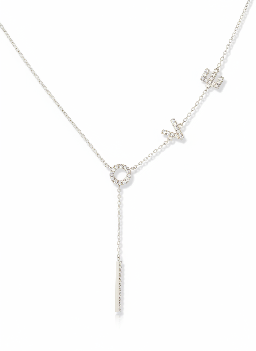 NYC LOVE Drop Necklace – Moissanite Silver