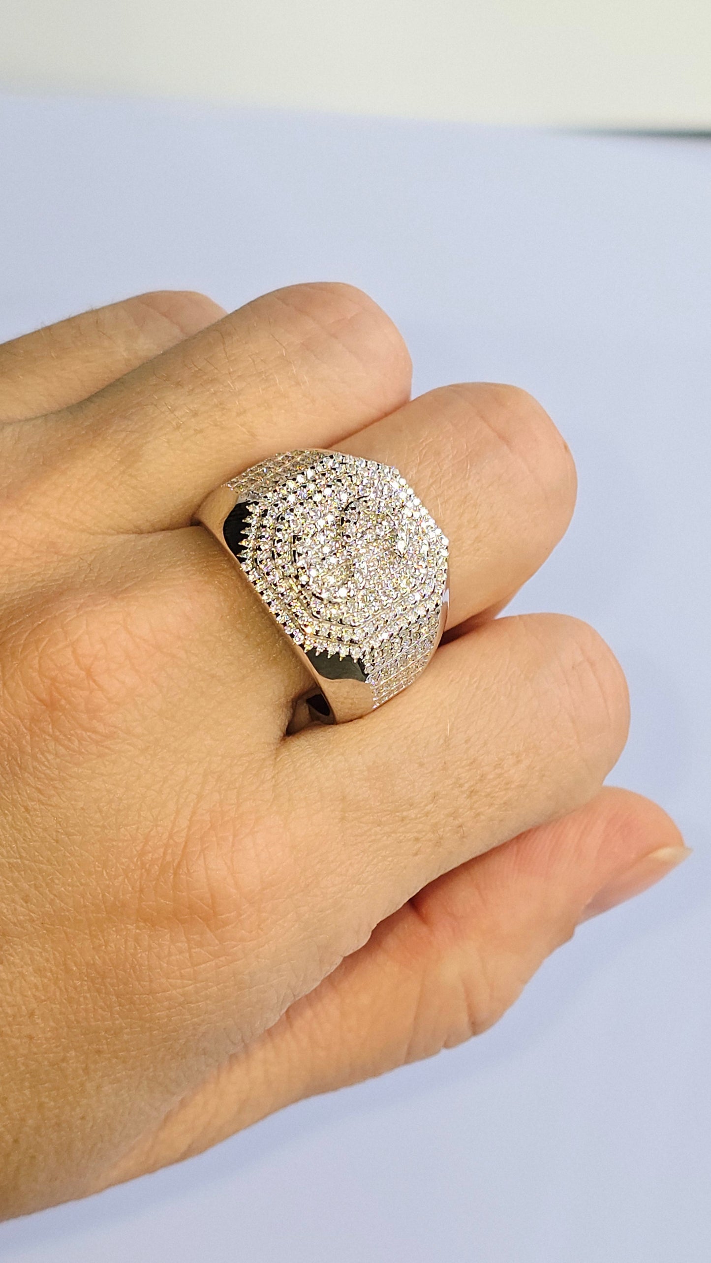 Wall Street Steel – Pavé Moissanite Power Ring