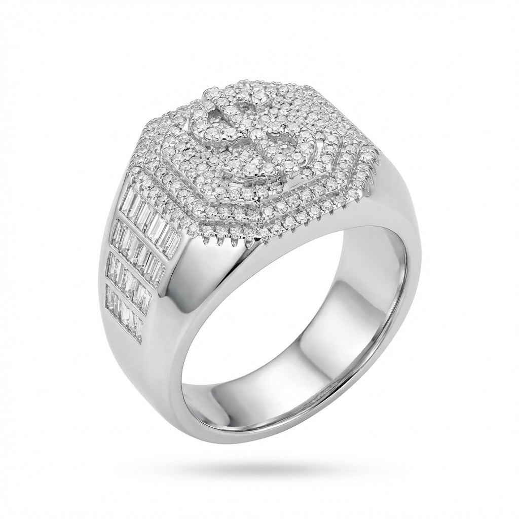 Wall Street Steel – Pavé Moissanite Power Ring