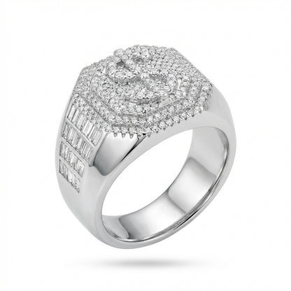 Wall Street Steel – Pavé Moissanite Power Ring