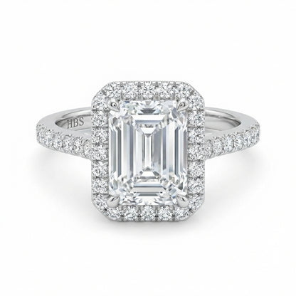 Park Avenue Grand – 5CT Emerald Halo Ring