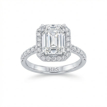 Park Avenue Grand – 5CT Emerald Halo Ring