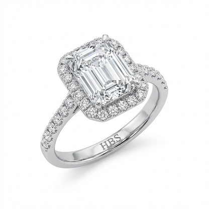 Park Avenue Grand – 5CT Emerald Halo Ring