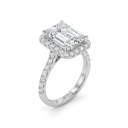 Park Avenue Grand – 5CT Emerald Halo Ring