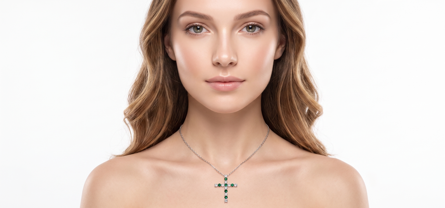 Manhattan Emerald Cross Pendant
