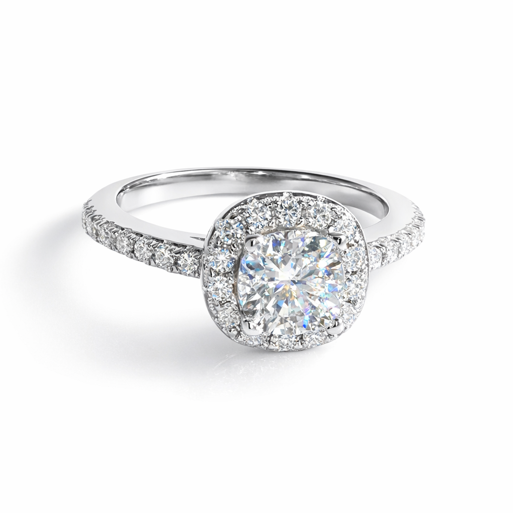 Fifth Ave Halo Pavé Engagement Ring