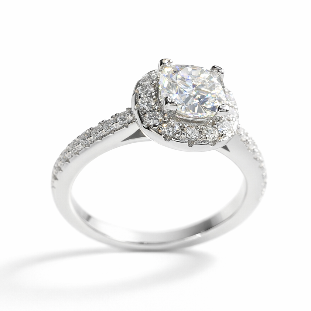 Fifth Ave Halo Pavé Engagement Ring