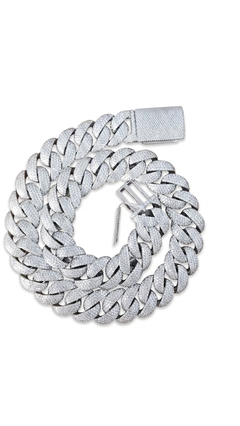Tribeca Ice Cuban – Pavé Moissanite Necklace
