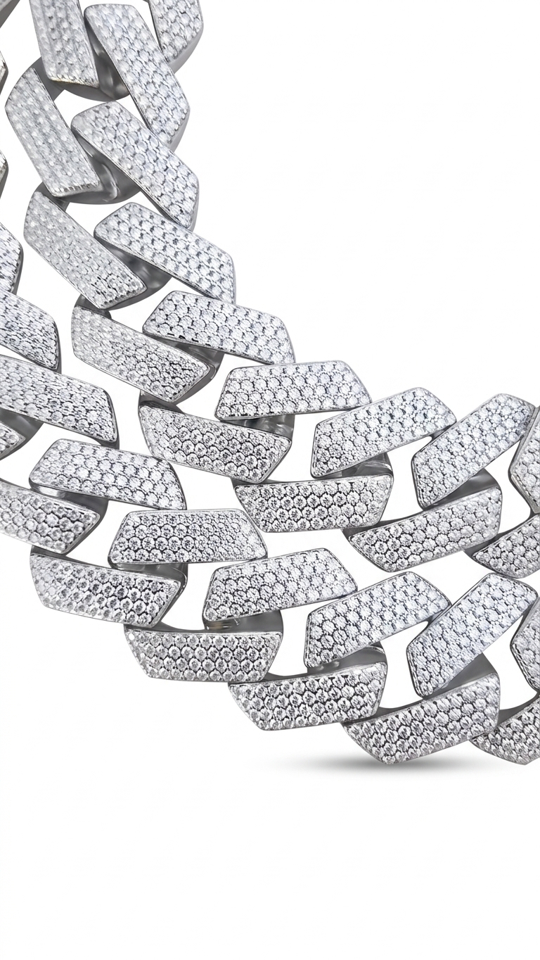 SoHo Ice Cuban – Pavé Moissanite Necklace