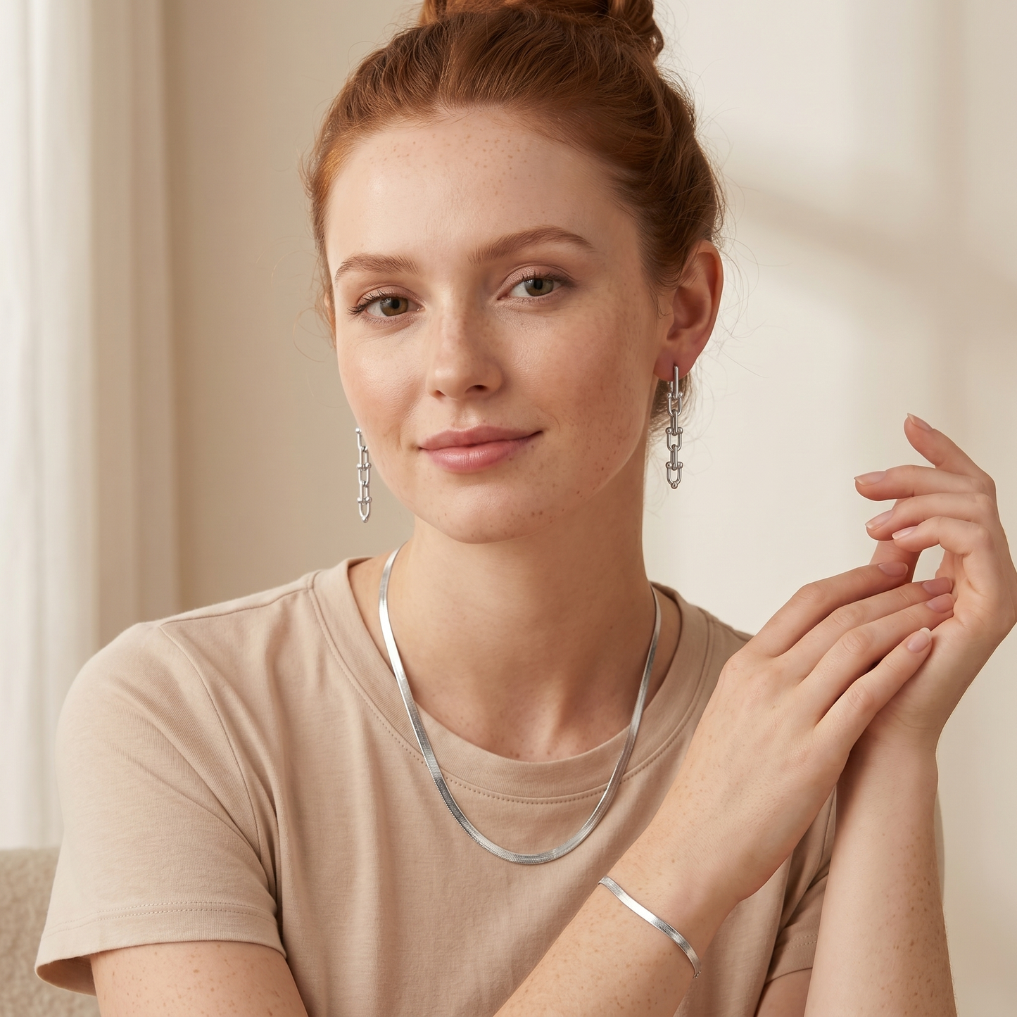 Tribeca Whte Herringbone Necklace