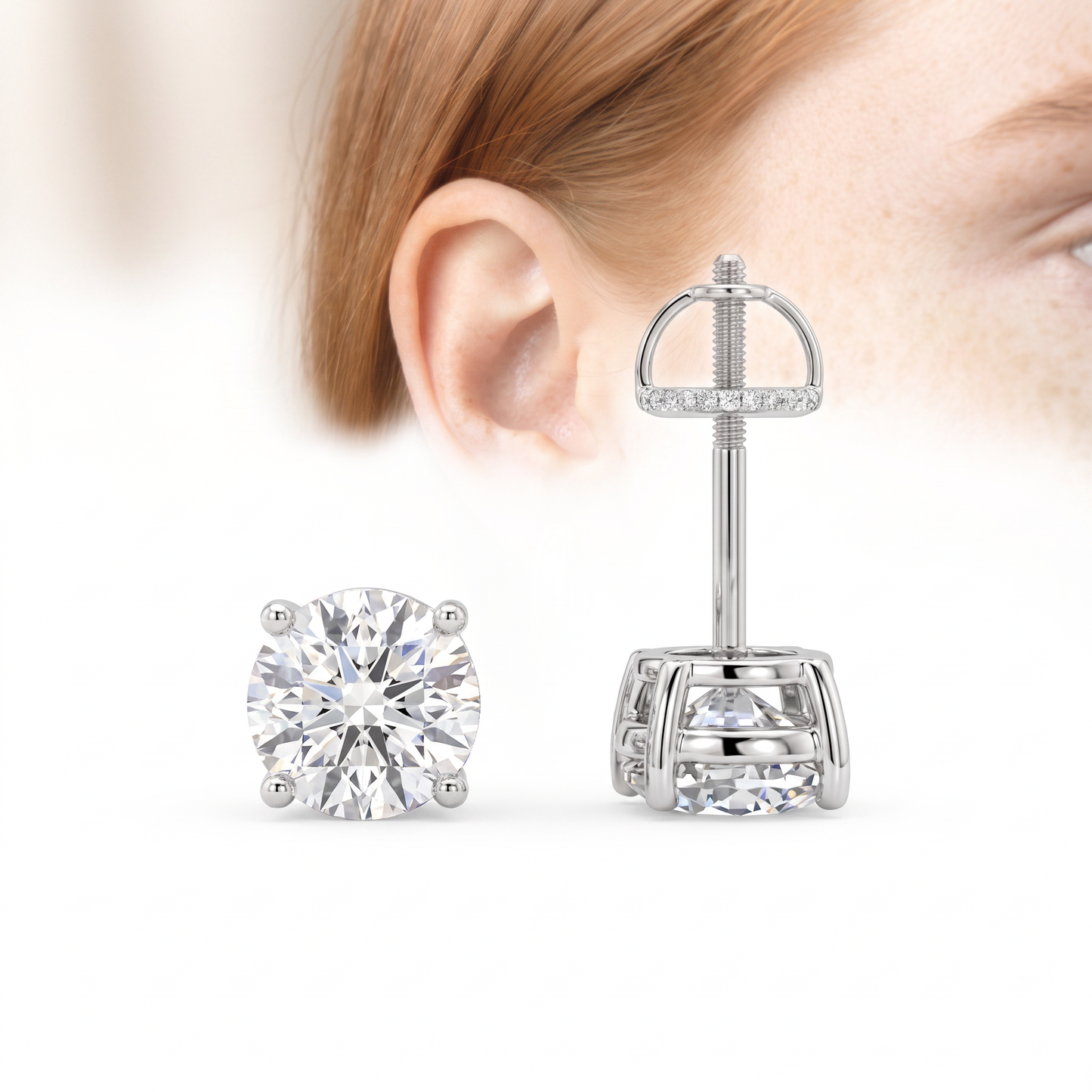 New York Solitaire Stud Earrings