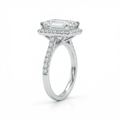 Park Avenue Grand – 5CT Emerald Halo Ring