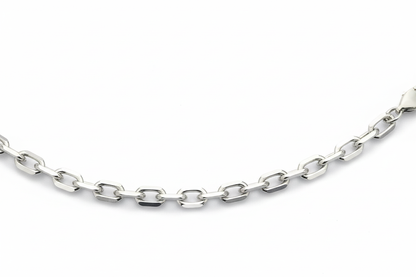 Diamond Cut Cable Chain – White Gold Silver