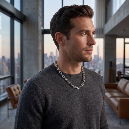 New York Double Link Silver Chain