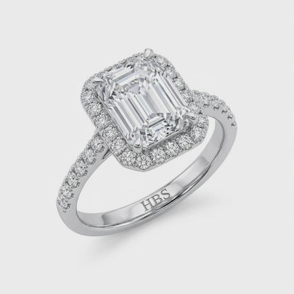 Park Avenue Grand – 5CT Emerald Halo Ring