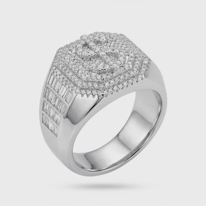 Wall Street Steel – Pavé Moissanite Power Ring