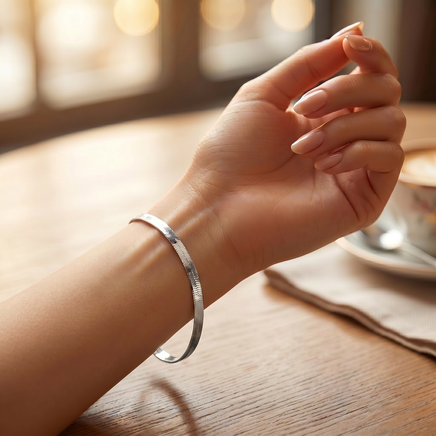 Tribeca Silver Herringbone Bracelet
