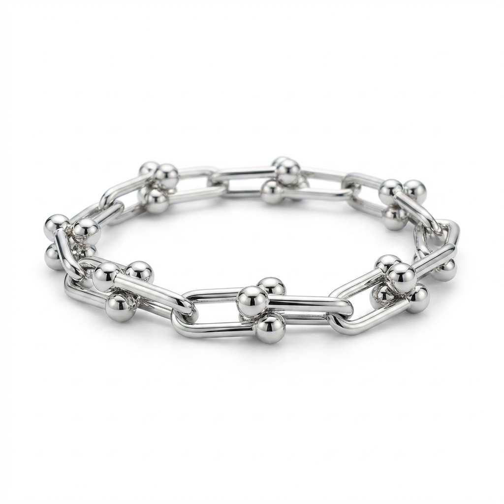 New York Double Link Silver Bracelet