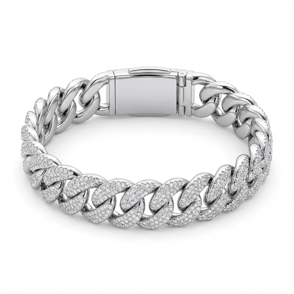 SoHo Ice Cuban – Pavé Moissanite Bracelet