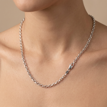 Diamond Cut Cable Chain – White Gold Silver