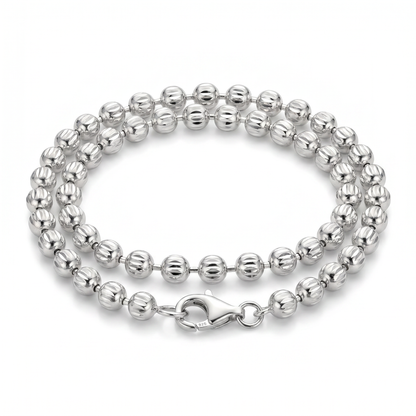 Moon Cut Beaded Chain – White Gold Silver