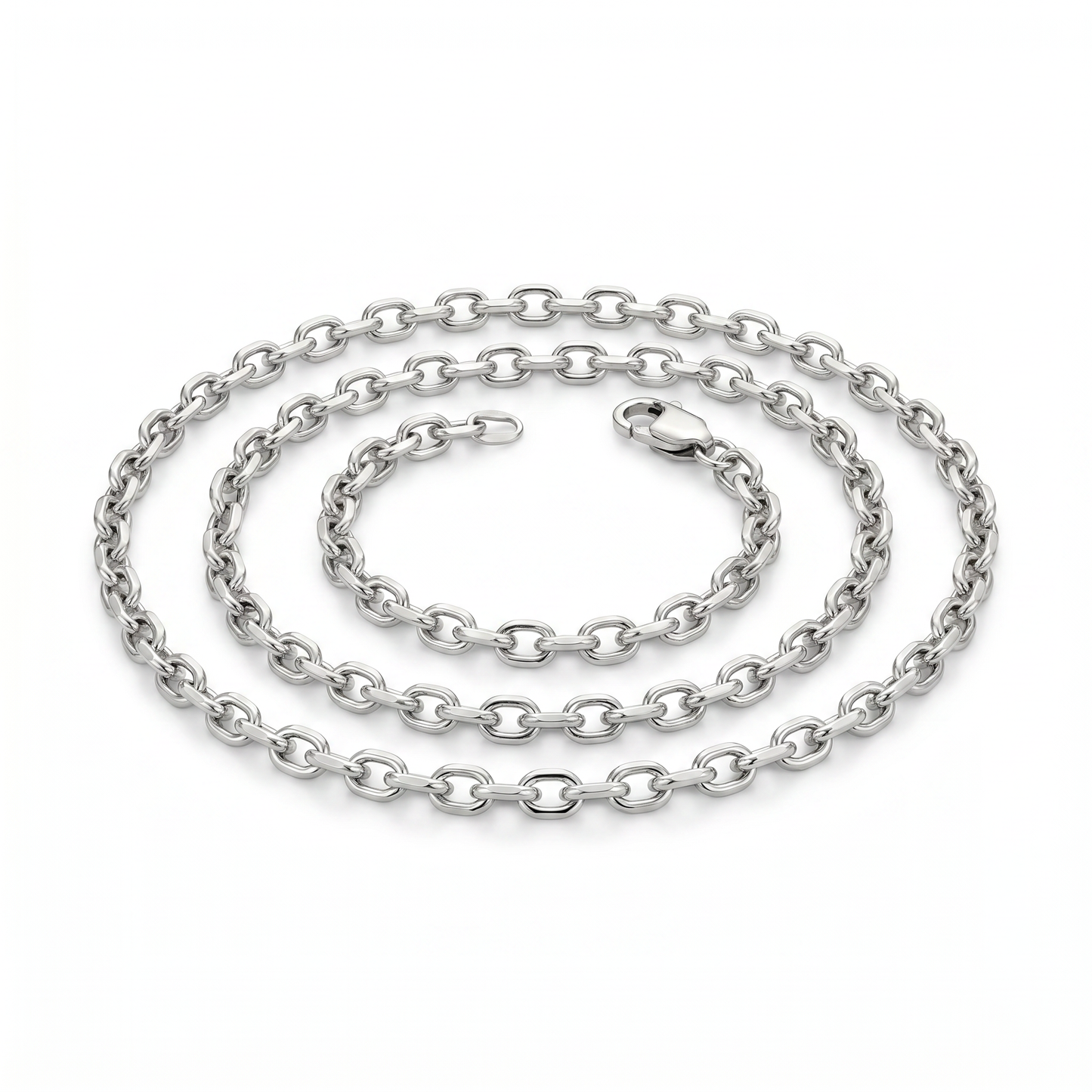 Diamond Cut Cable Chain – White Gold Silver
