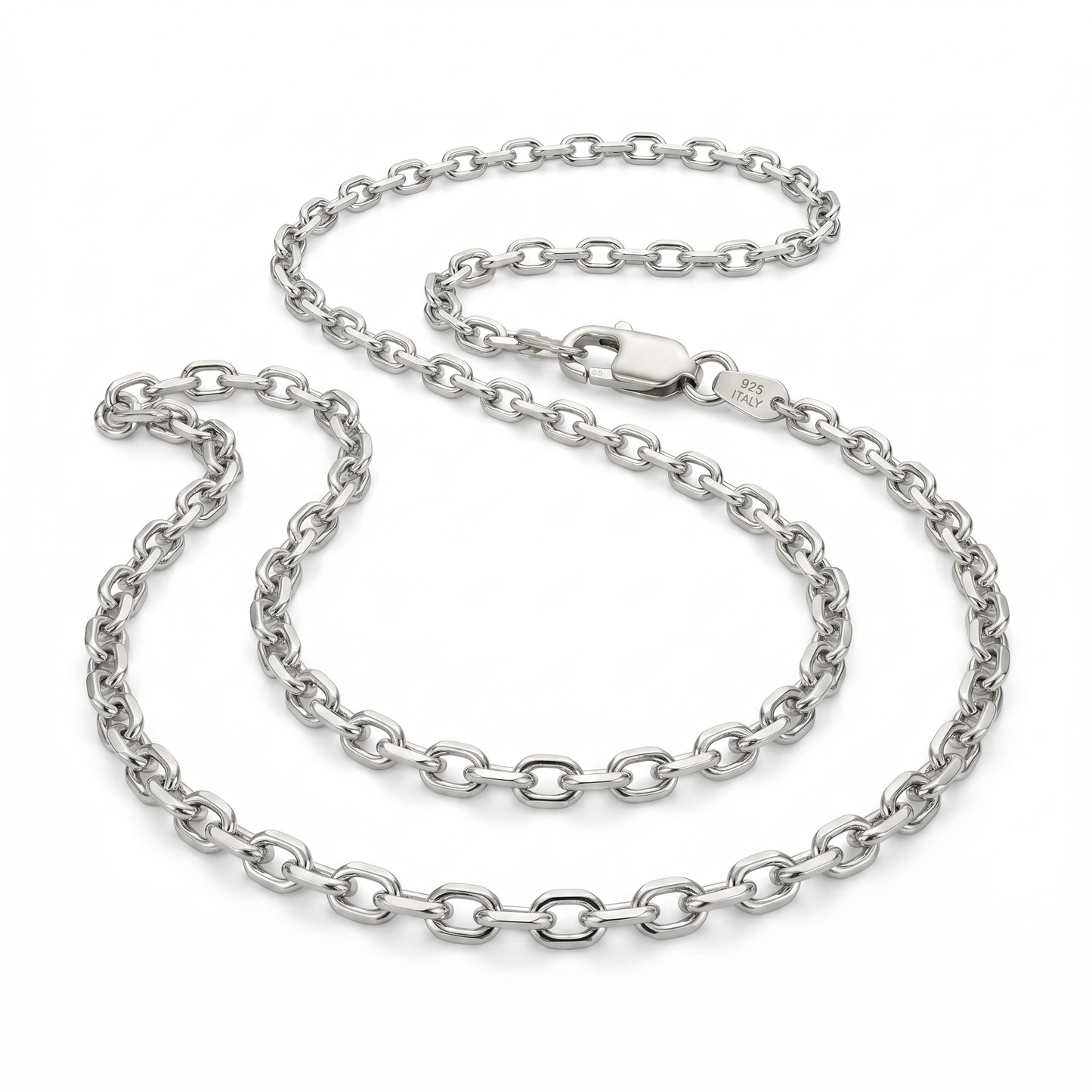 Diamond Cut Cable Chain – White Gold Silver