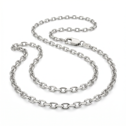Diamond Cut Cable Chain – White Gold Silver