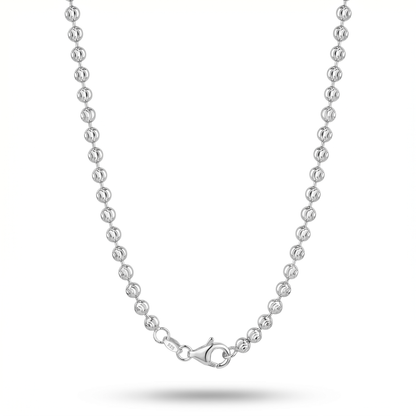 Moon Cut Beaded Chain – White Gold Silver