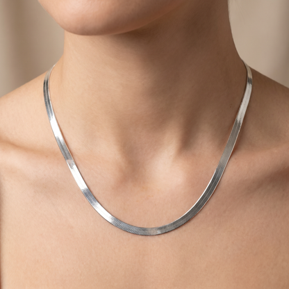 Tribeca Whte Herringbone Necklace