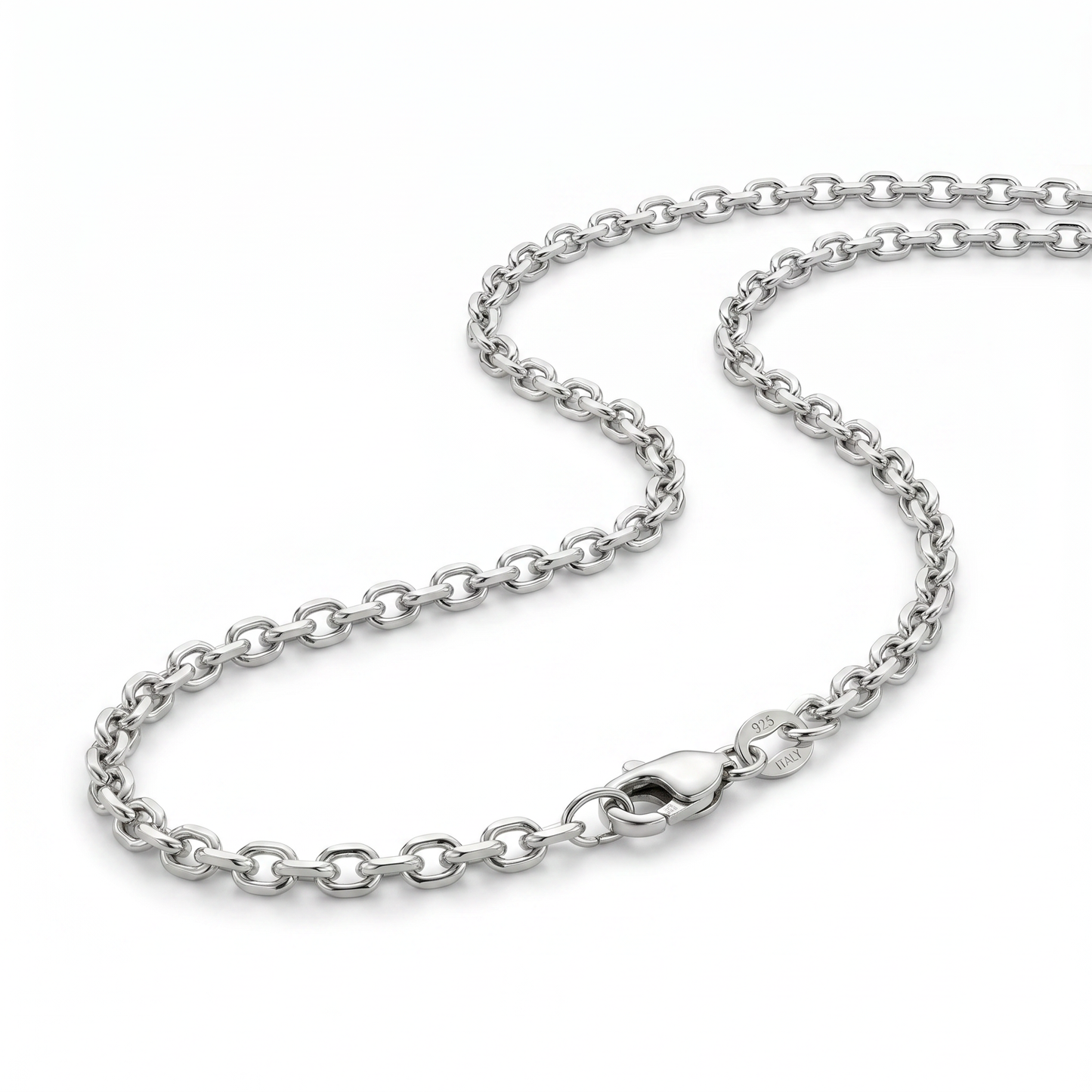 Diamond Cut Cable Chain – White Gold Silver