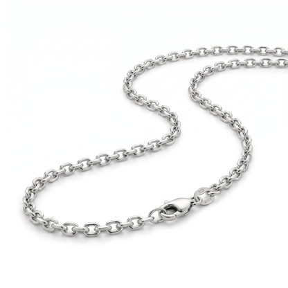 Diamond Cut Cable Chain – White Gold Silver