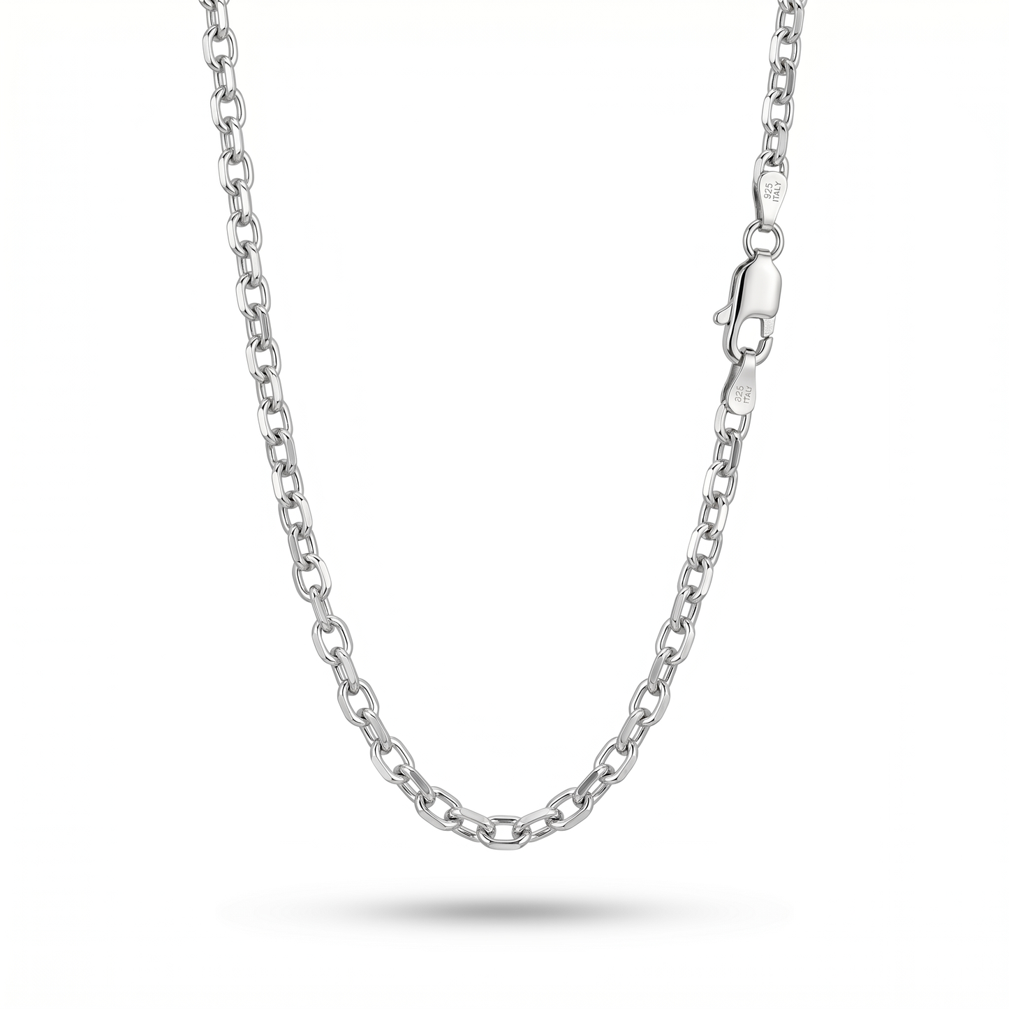 Diamond Cut Cable Chain – White Gold Silver