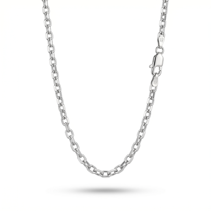 Diamond Cut Cable Chain – White Gold Silver