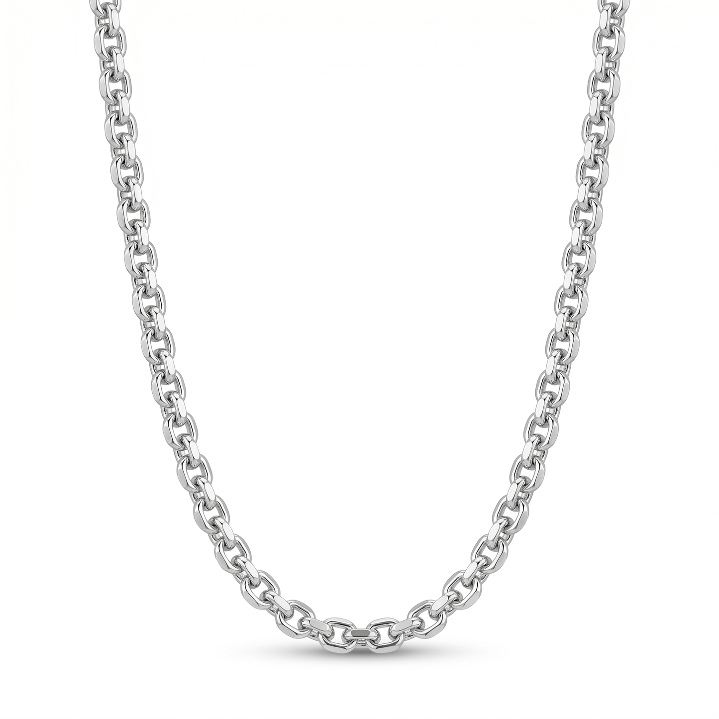 Diamond Cut Cable Chain – White Gold Silver