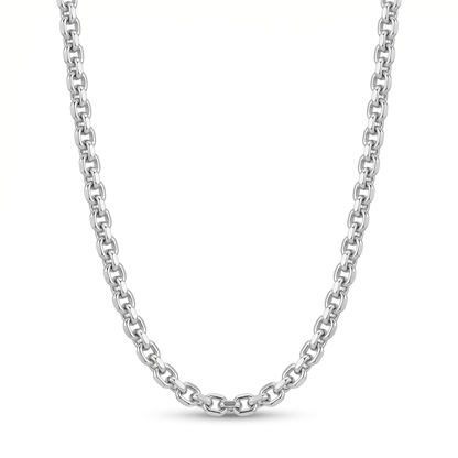 Diamond Cut Cable Chain – White Gold Silver