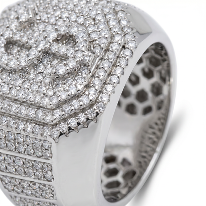 Wall Street Steel – Pavé Moissanite Power Ring