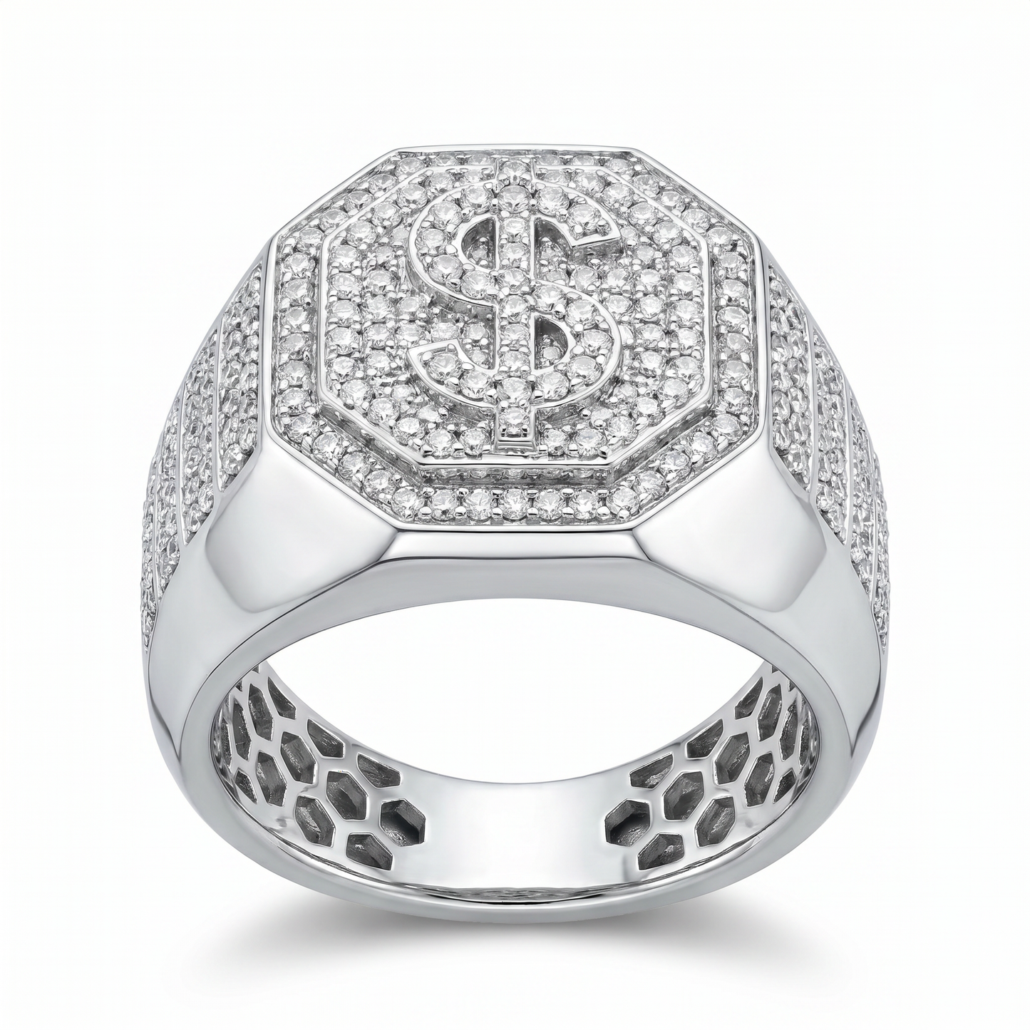 Wall Street Steel – Pavé Moissanite Power Ring
