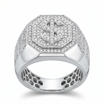 Wall Street Steel – Pavé Moissanite Power Ring