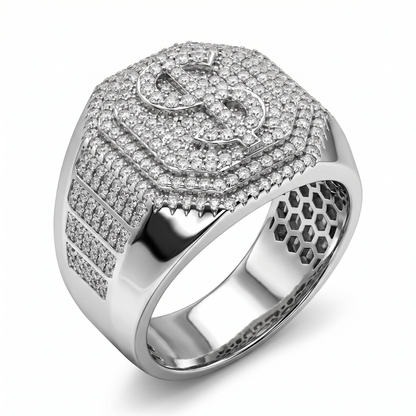 Wall Street Steel – Pavé Moissanite Power Ring