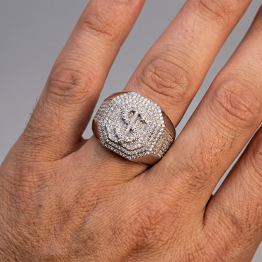 Wall Street Steel – Pavé Moissanite Power Ring