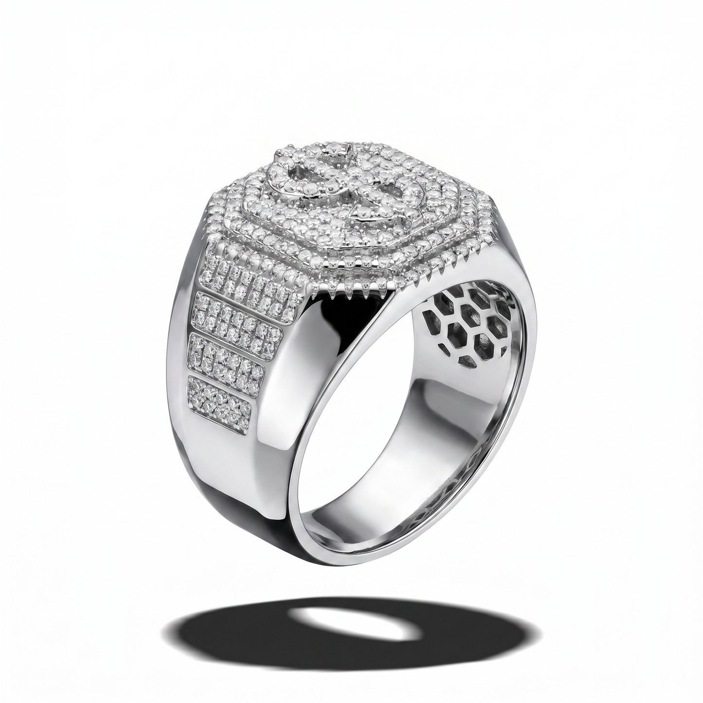 Wall Street Steel – Pavé Moissanite Power Ring