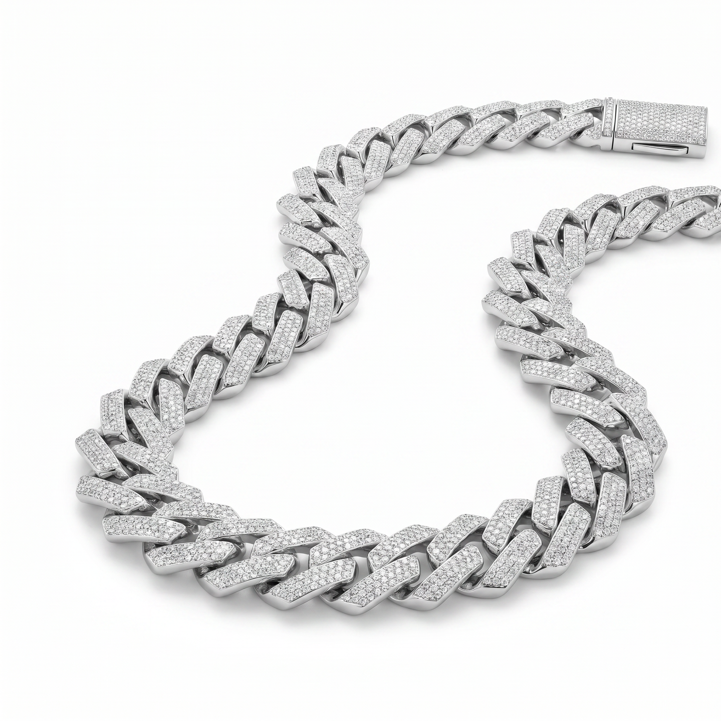 SoHo Ice Cuban – Pavé Moissanite Necklace