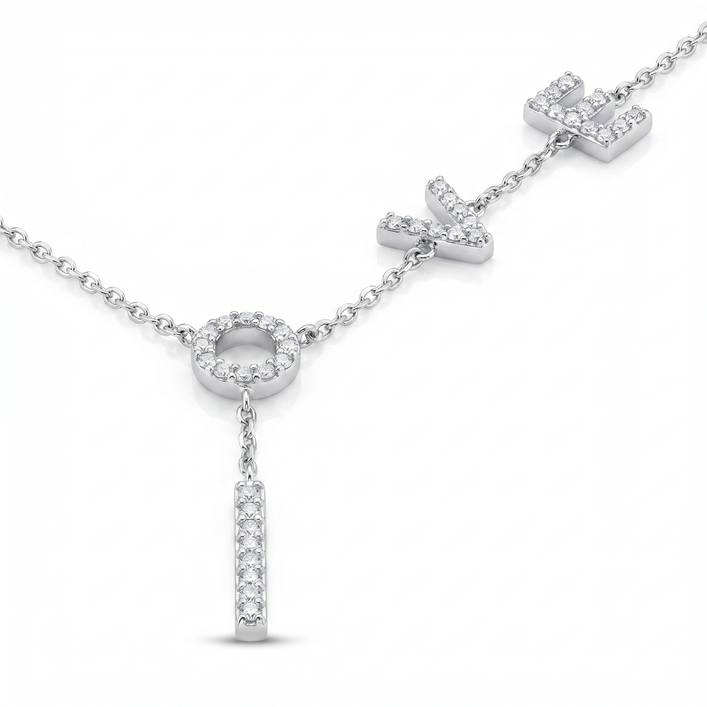 NYC LOVE Drop Necklace – Moissanite Silver