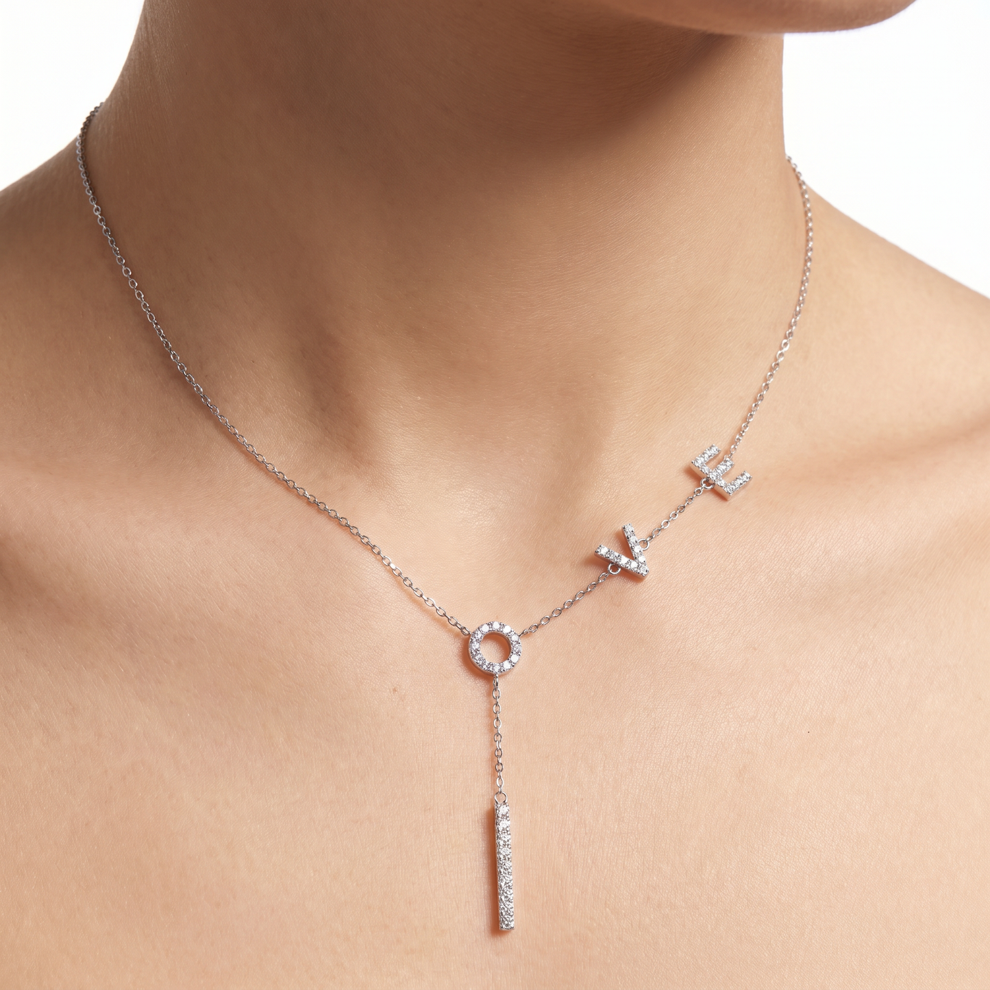 NYC LOVE Drop Necklace – Moissanite Silver