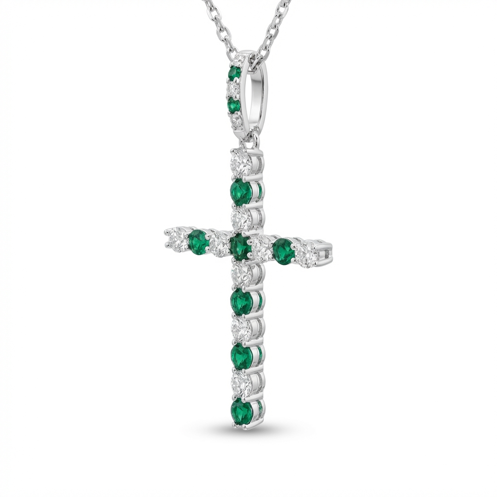 Manhattan Emerald Cross Pendant