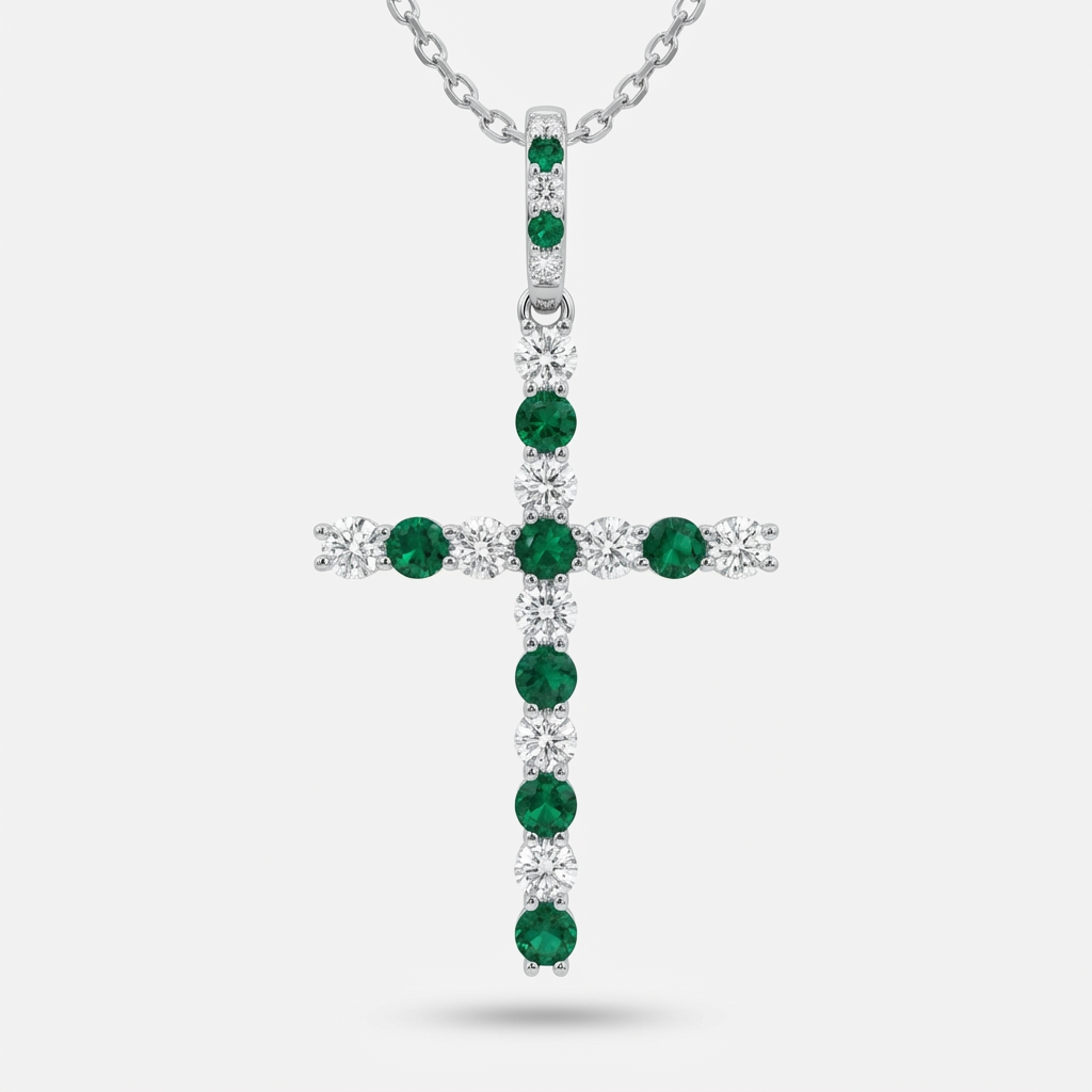 Manhattan Emerald Cross Pendant