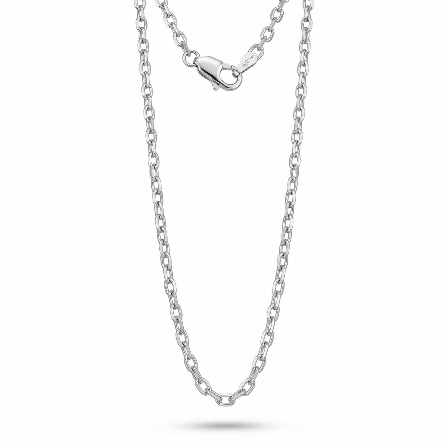 Diamond Cut Cable Chain – White Gold Silver