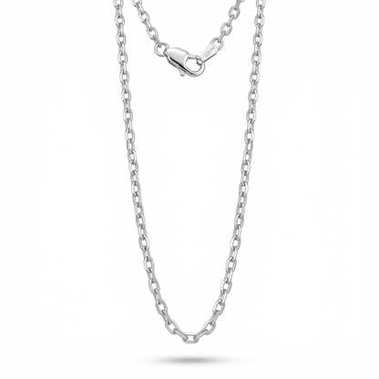 Diamond Cut Cable Chain – White Gold Silver