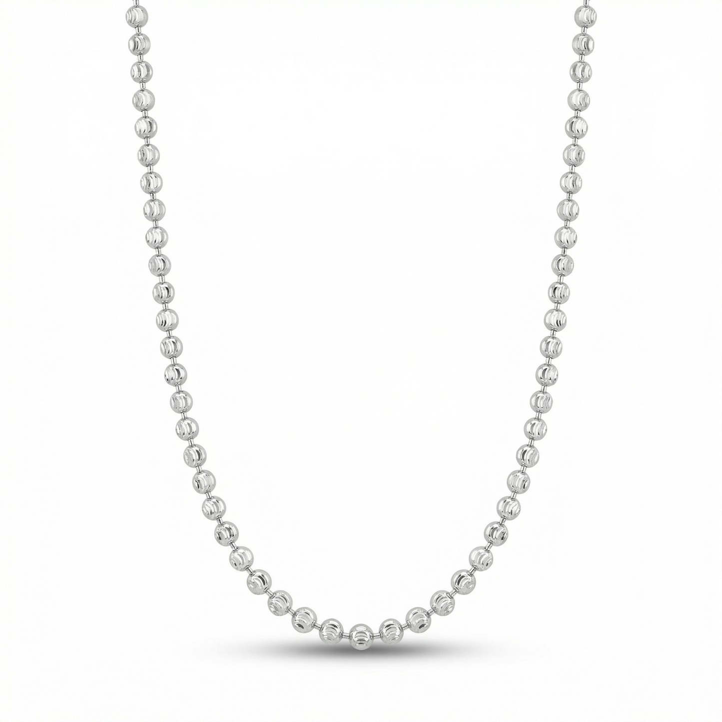 Moon Cut Beaded Chain – White Gold Silver